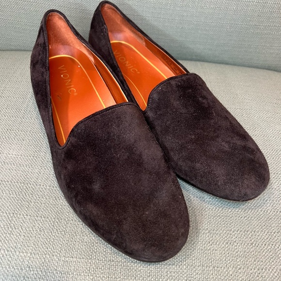 Vionic Willa slip on flat comfort orthotic loafer suede black womens size 7 GUC - Picture 7 of 10